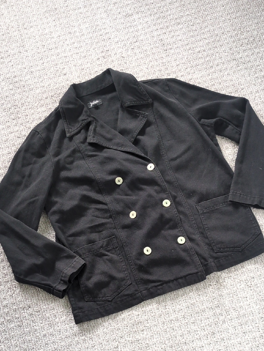 Vintage 90s For Joseph Cotton Blend Black Double Breasted Soft Jacket, Size L